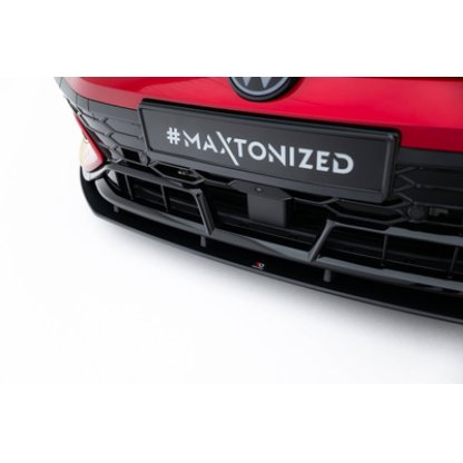 Maxton Design "Street Pro" spoiler pod přední nárazník pro Volkswagen Golf GTI Mk8 Facelift, plast ABS bez povrchové úpravy, Clubsport, s černou a červenou linkou