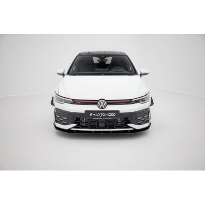 Maxton Design "Street Pro" spoiler pod přední nárazník pro Volkswagen Golf R-Line Mk8 Facelift, plast ABS bez povrchové úpravy, s černou a červenou linkou