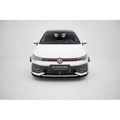 Maxton Design "Street Pro" spoiler pod přední nárazník pro Volkswagen Golf R-Line Mk8 Facelift, plast ABS bez povrchové úpravy, s černou a červenou linkou