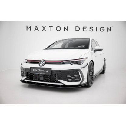 Maxton Design "Street Pro" spoiler pod přední nárazník pro Volkswagen Golf R-Line Mk8 Facelift, plast ABS bez povrchové úpravy, s černou a červenou linkou
