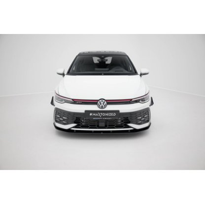 Maxton Design "Street Pro" spoiler pod přední nárazník pro Volkswagen Golf R-Line Mk8 Facelift, plast ABS bez povrchové úpravy, s černou a červenou linkou