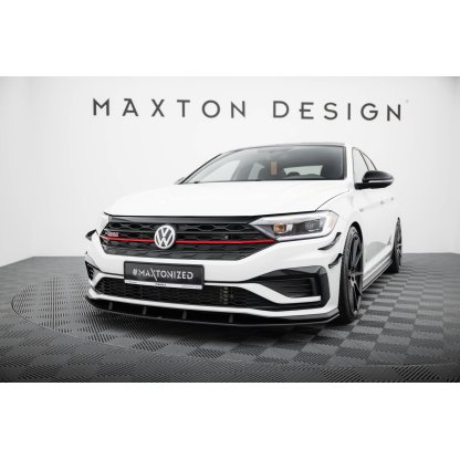 Maxton Design "Street Pro" spoiler pod přední nárazník pro Volkswagen Jetta Mk7 GLI, plast ABS bez povrchové úpravy, s černou a červenou linkou