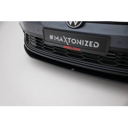 Maxton Design "Street Pro" spoiler pod přední nárazník pro Volkswagen Polo GTI Mk6 Facelift, plast ABS bez povrchové úpravy, s černou a červenou linkou