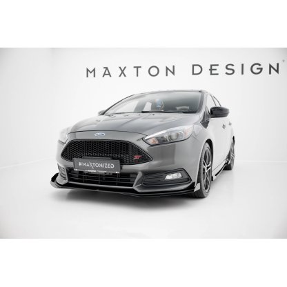 Maxton Design "Street Pro" spoiler pod přední nárazník s křidélky pro Ford Focus ST Mk3 Facelift, plast ABS bez povrchové úpravy, s černou linkou