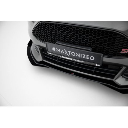 Maxton Design "Street Pro" spoiler pod přední nárazník s křidélky pro Ford Focus ST Mk3 Facelift, plast ABS bez povrchové úpravy, s černou linkou