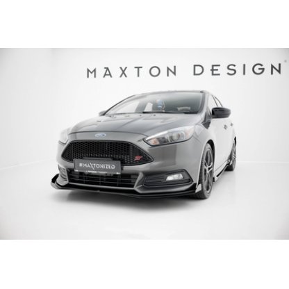 Maxton Design "Street Pro" spoiler pod přední nárazník s křidélky pro Ford Focus ST Mk3 Facelift, plast ABS bez povrchové úpravy, s černou linkou