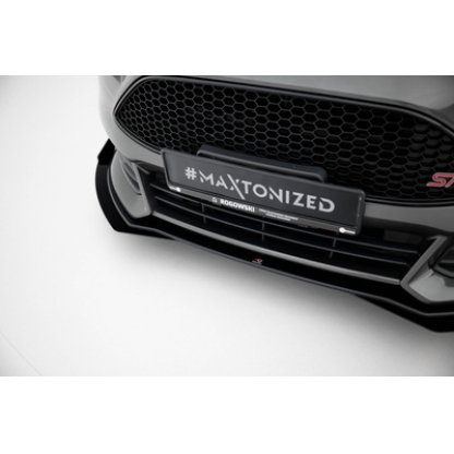 Maxton Design "Street Pro" spoiler pod přední nárazník s křidélky pro Ford Focus ST Mk3 Facelift, plast ABS bez povrchové úpravy, s černou linkou
