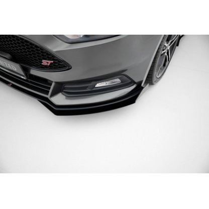 Maxton Design "Street Pro" spoiler pod přední nárazník s křidélky pro Ford Focus ST Mk3 Facelift, plast ABS bez povrchové úpravy, s černou linkou