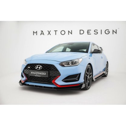 Maxton Design "Street Pro" spoiler pod přední nárazník s křidélky pro Hyundai Veloster N Mk2, plast ABS bez povrchové úpravy, s červenou linkou