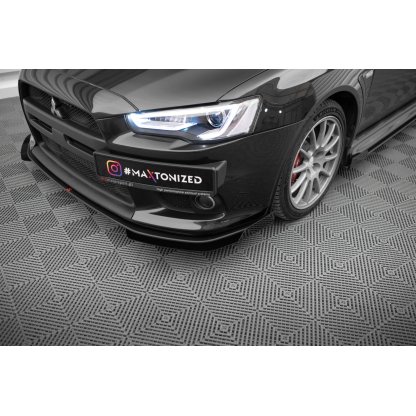 Maxton Design "Street Pro" spoiler pod přední nárazník s křidélky pro Mitsubishi Lancer Evo Mk10, plast ABS bez povrchové úpravy