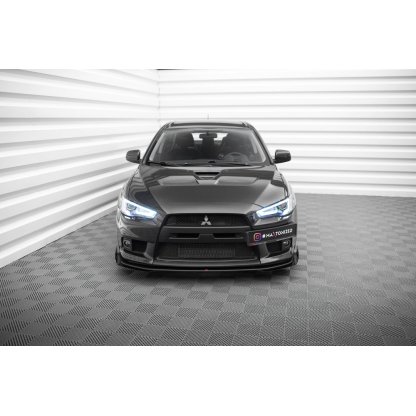 Maxton Design "Street Pro" spoiler pod přední nárazník s křidélky pro Mitsubishi Lancer Evo Mk10, plast ABS bez povrchové úpravy