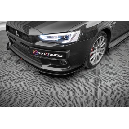 Maxton Design "Street Pro" spoiler pod přední nárazník s křidélky pro Mitsubishi Lancer Evo Mk10, plast ABS bez povrchové úpravy