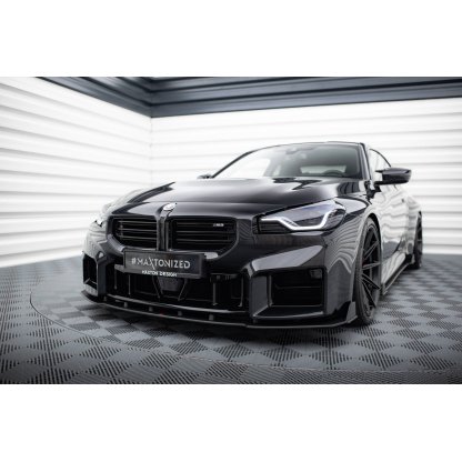 Maxton Design "Street Pro" spoiler pod přední nárazník ver.2 pro BMW M2 G87, plast ABS bez povrchové úpravy, s červenou linkou