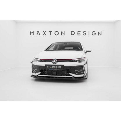 Maxton Design "Street Pro" spoiler pod přední nárazník ver.2 pro Volkswagen Golf GTI Mk8 Facelift, plast ABS bez povrchové úpravy, s černou a červenou linkou