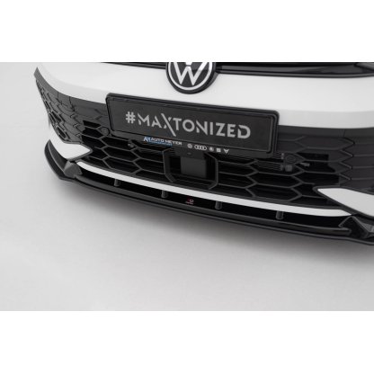 Maxton Design "Street Pro" spoiler pod přední nárazník ver.2 pro Volkswagen Golf GTI Mk8 Facelift, plast ABS bez povrchové úpravy, s černou a červenou linkou