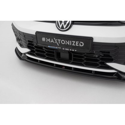 Maxton Design "Street Pro" spoiler pod přední nárazník ver.2 pro Volkswagen Golf R-Line Mk8 Facelift, plast ABS bez povrchové úpravy, s černou a červenou linkou