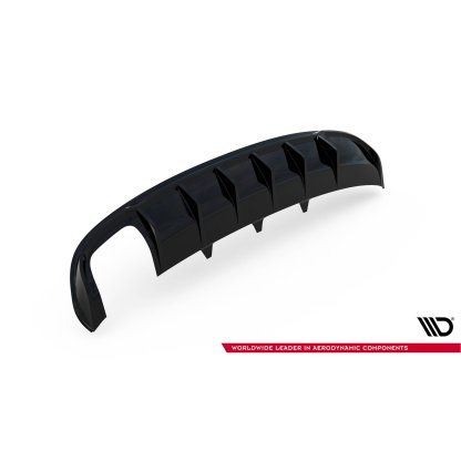 Maxton Design vložka zadního nárazníku pro Audi A4 B8, černý lesklý plast ABS, S-Line Sedan / S-Line Avant, verze s dvojitou koncovkou na jedné straně