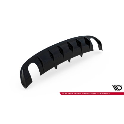 Maxton Design vložka zadního nárazníku pro Audi A4 B8, černý lesklý plast ABS, S-Line Sedan / S-Line Avant, verze s jednoduchou koncovkou na obou stranách