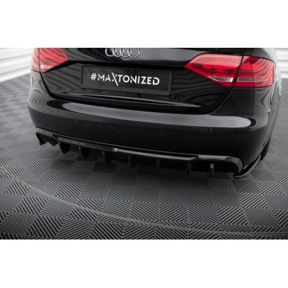 Maxton Design vložka zadního nárazníku pro Audi A4 B8, černý lesklý plast ABS, Sedan/Avant, verze s dvojitou koncovkou na jedné straně