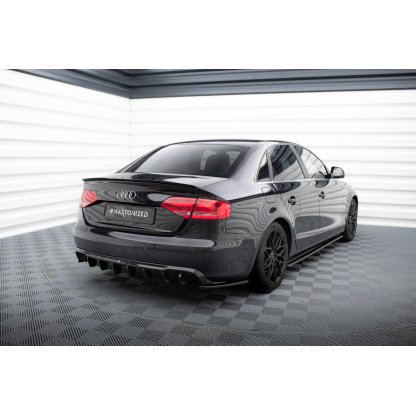 Maxton Design vložka zadního nárazníku pro Audi A4 B8, černý lesklý plast ABS, Sedan/Avant, verze s dvojitou koncovkou na jedné straně