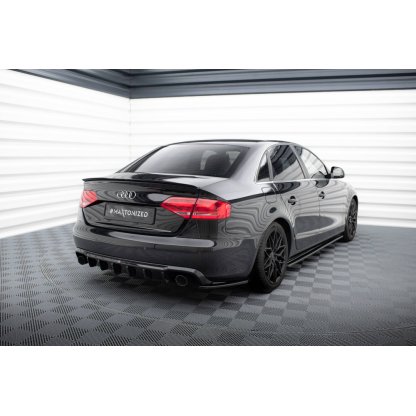Maxton Design vložka zadního nárazníku pro Audi A4 B8, černý lesklý plast ABS, Sedan / Avant, verze s jednoduchými výfuky na obou stranách