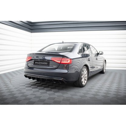 Maxton Design vložka zadního nárazníku pro Audi A4 B8 FL, černý lesklý plast ABS, Sedan/Avant, verze s dvojitou koncovkou na jedné straně