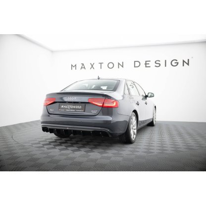 Maxton Design vložka zadního nárazníku pro Audi A4 B8 FL, černý lesklý plast ABS, Sedan/Avant, verze s dvojitou koncovkou na jedné straně