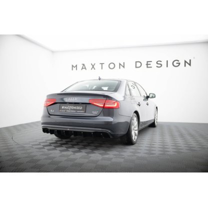 Maxton Design vložka zadního nárazníku pro Audi A4 B8 FL, černý lesklý plast ABS, Sedan/Avant, verze s dvojitou koncovkou na jedné straně