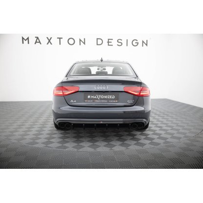 Maxton Design vložka zadního nárazníku pro Audi A4 B8 FL, černý lesklý plast ABS, Sedan/Avant, verze s dvojitou koncovkou na obou stranách