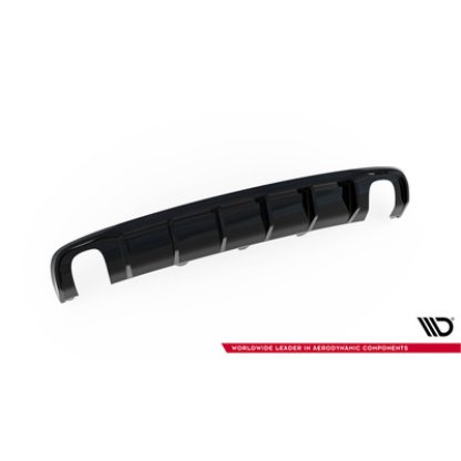 Maxton Design vložka zadního nárazníku pro Audi A4 B8 FL, černý lesklý plast ABS, Sedan / Avant, verze s jednoduchými výfuky na obou stranách