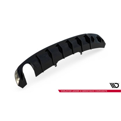 Maxton Design vložka zadního nárazníku pro Audi A4 B9, černý lesklý plast ABS, S-Line Sedan / S-line Avant, verze s jednoduchou koncovkou na jedné straně