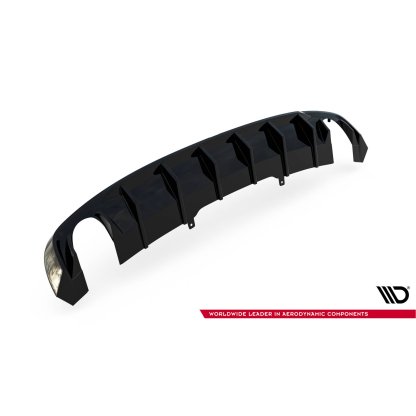 Maxton Design vložka zadního nárazníku pro Audi A4 B9, černý lesklý plast ABS, S-Line Sedan / S-Line Avant, verze s jednoduchou koncovkou na obou stranách