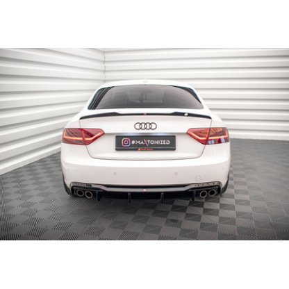 Maxton Design vložka zadního nárazníku pro Audi A5 8T FL, černý lesklý plast ABS, Coupe / Sportback, verze s dvojitými koncovkami na obou stranách