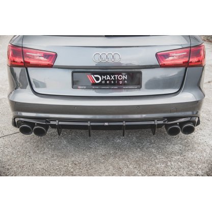 Maxton Design vložka zadního nárazníku pro Audi A6 C7 FL Facelift, černý lesklý plast ABS, S-Line