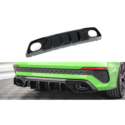 Maxton Design vložka zadního nárazníku pro Audi RS3 8Y, černý lesklý plast ABS, Sedan / Sportback