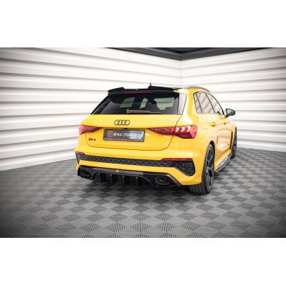 Maxton Design vložka zadního nárazníku pro Audi RS3 8Y, černý lesklý plast ABS, Sedan / Sportback