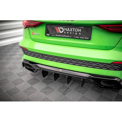 Maxton Design vložka zadního nárazníku pro Audi RS3 8Y, černý lesklý plast ABS, Sedan / Sportback