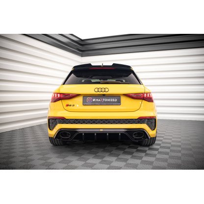 Maxton Design vložka zadního nárazníku pro Audi RS3 8Y, černý lesklý plast ABS, Sedan / Sportback