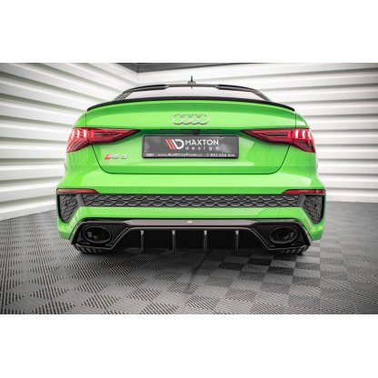 Maxton Design vložka zadního nárazníku pro Audi RS3 8Y, černý lesklý plast ABS, Sedan / Sportback