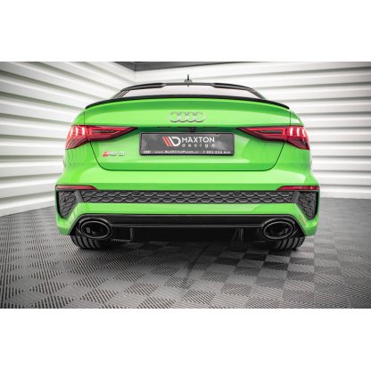 Maxton Design vložka zadního nárazníku pro Audi RS3 8Y, černý lesklý plast ABS, Sedan / Sportback