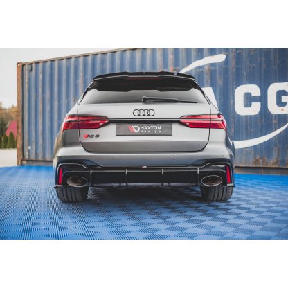 Maxton Design vložka zadního nárazníku pro Audi RS7 C8, černý lesklý plast ABS, verze pro tažné zařízení