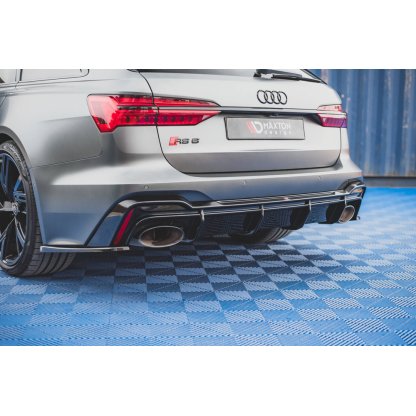 Maxton Design vložka zadního nárazníku pro Audi RS7 C8, černý lesklý plast ABS, verze pro tažné zařízení