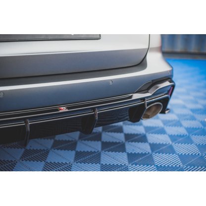 Maxton Design vložka zadního nárazníku pro Audi RS7 C8, černý lesklý plast ABS, verze pro tažné zařízení