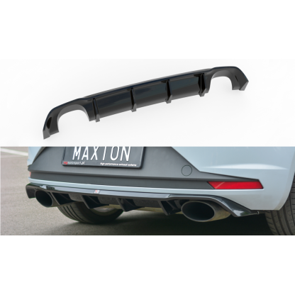 Maxton Design vložka zadního nárazníku pro Seat Leon Cupra Mk3, černý lesklý plast ABS