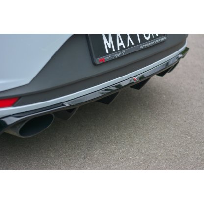 Maxton Design vložka zadního nárazníku pro Seat Leon Cupra Mk3, černý lesklý plast ABS