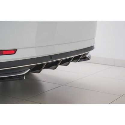 Maxton Design vložka zadního nárazníku pro Škoda Superb Mk3 FL Facelift, černý lesklý plast ABS pro Sportline / L&K verzi