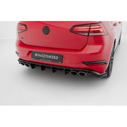 Maxton Design vložka zadního nárazníku pro Volkswagen Golf R Mk7 Facelift, černý lesklý plast ABS, Hatchback