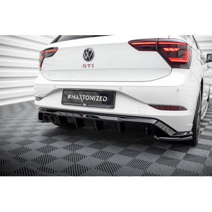 Maxton Design vložka zadního nárazníku pro Volkswagen Polo GTI Mk6 Facelift, černý lesklý plast ABS