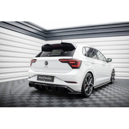 Maxton Design vložka zadního nárazníku pro Volkswagen Polo GTI Mk6 Facelift, černý lesklý plast ABS