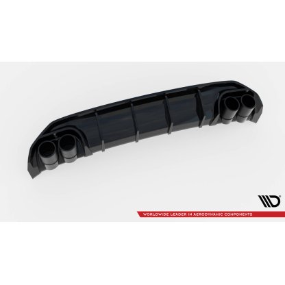 Maxton Design vložka zadního nárazníku s chromovými imitacemi koncovek výfuku pro Audi A3 8Y, černý lesklý plast ABS, S-Line Sedan